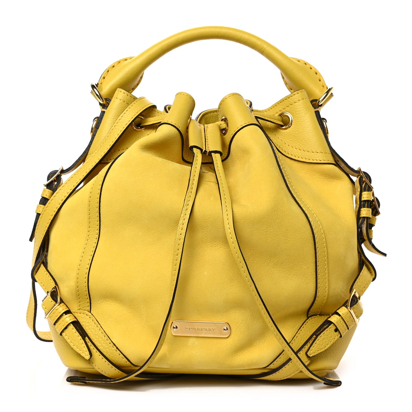 Calfskin Drawstring Hobo Yellow