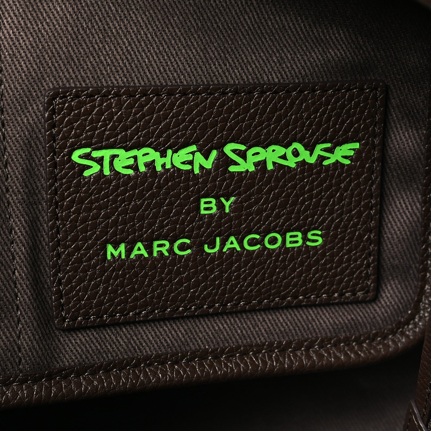 Marc Jacobs X STEPHEN SPROUSE Grained Calfskin Medium The Tote Bag Green 6 of 9