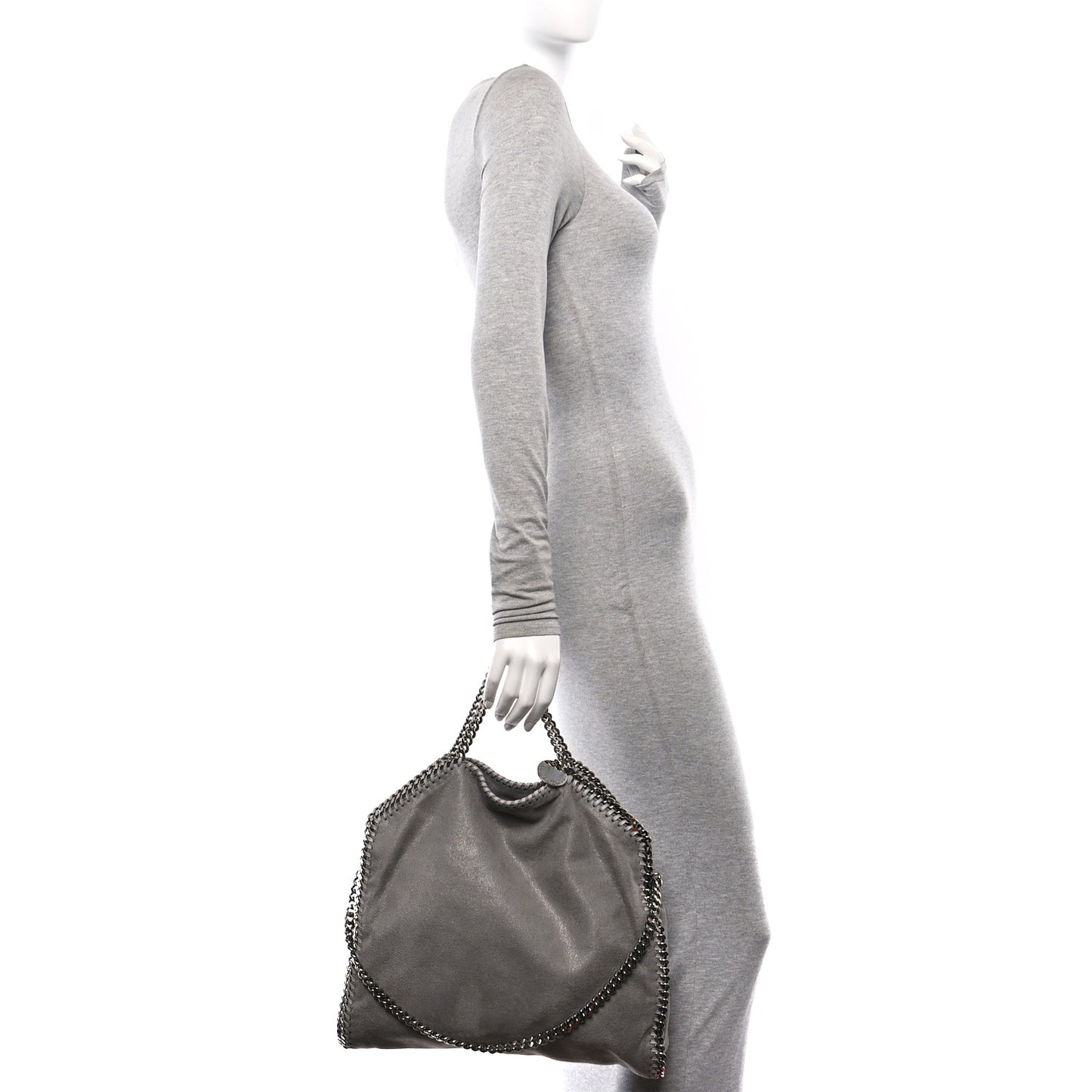 Shaggy Deer Falabella Fold Over Tote Light Grey