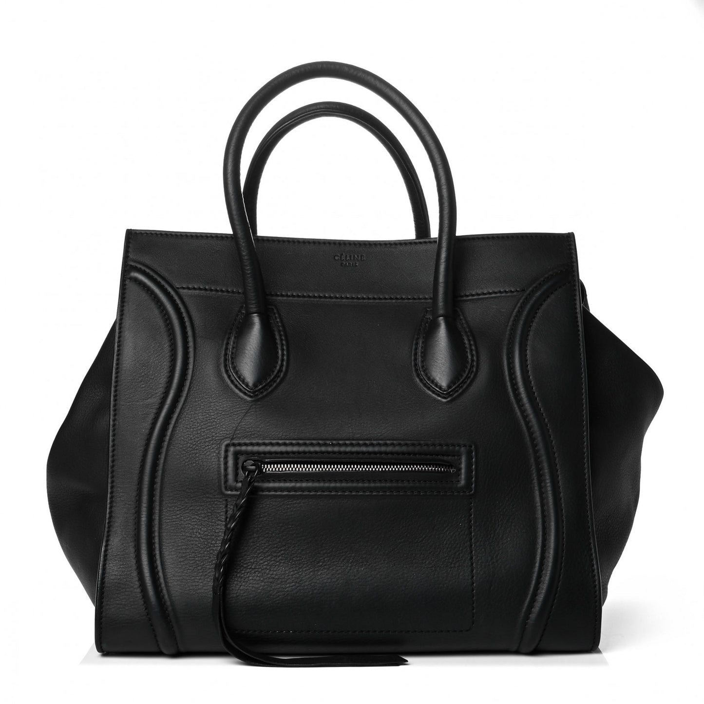 Supple Calfskin Large Phantom Luggage Black