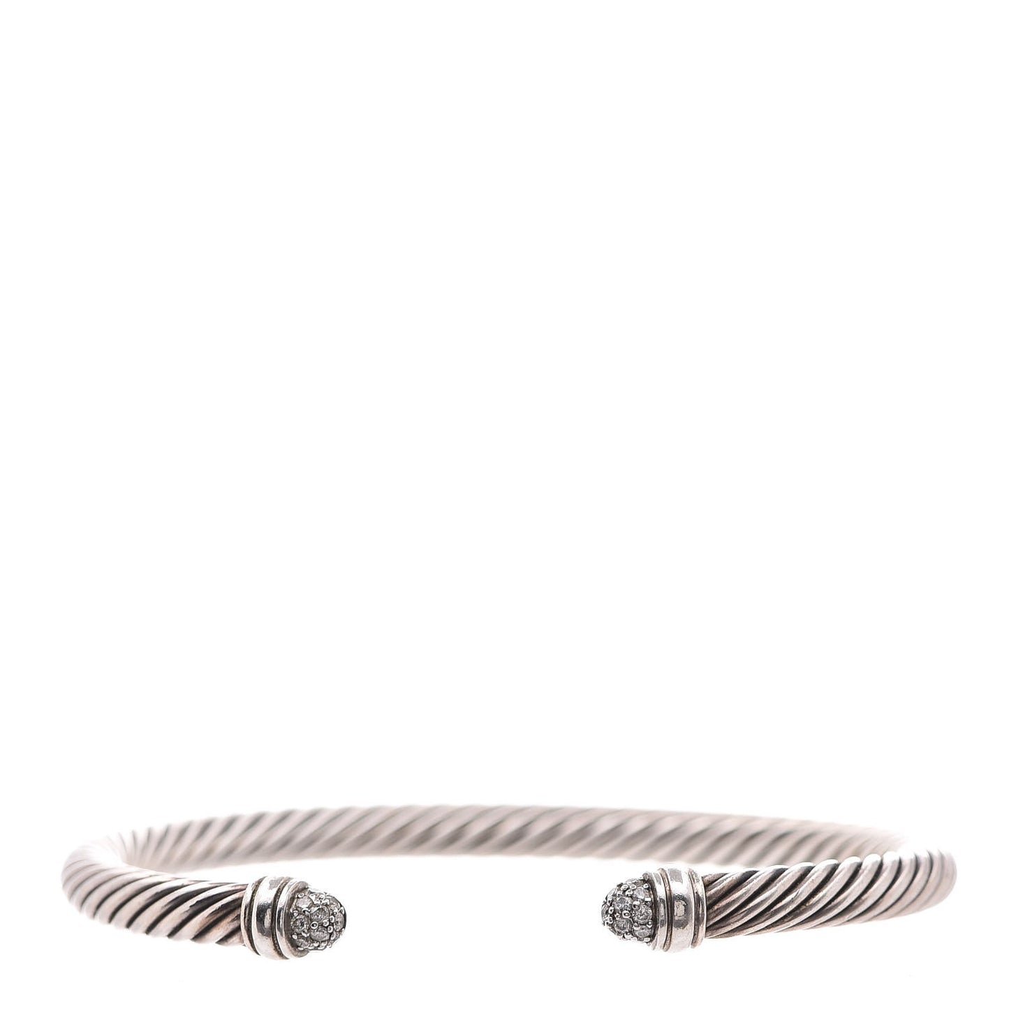 Sterling Silver Pave Diamond 5mm Cable Classics Bracelet