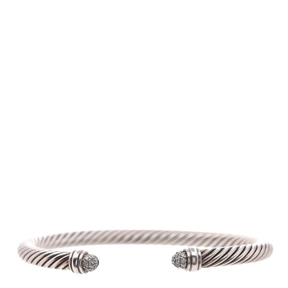 David Yurman Sterling Silver Pave Diamond 5mm Cable Classics Bracelet 1 of 4