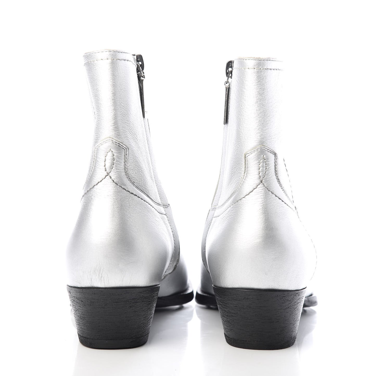 Metallic Calfskin Lukas Ankle Boots 37 Silver