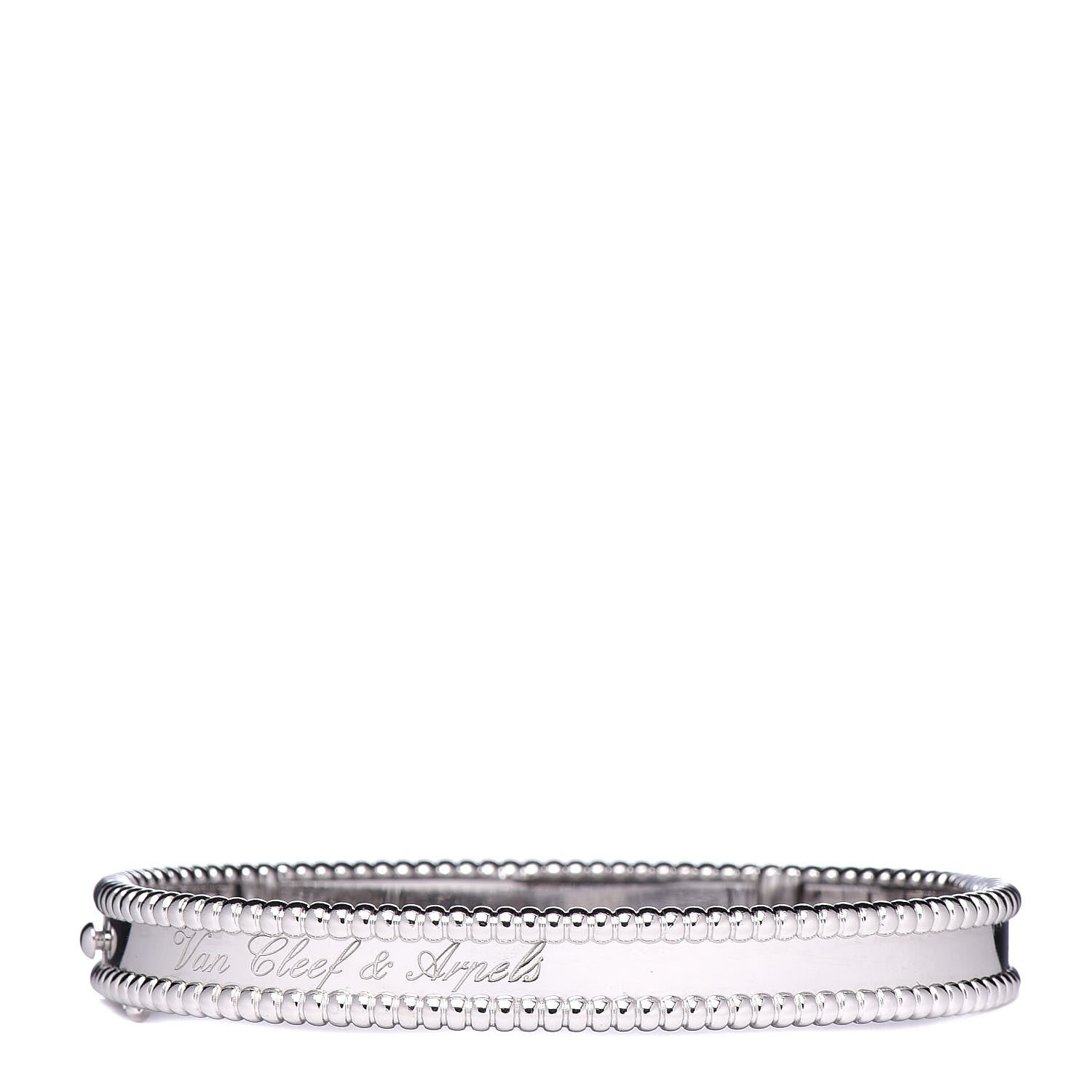 Van Cleef & Arpels 18K White Gold Perlee Signature Bangle Bracelet M 1 of 6