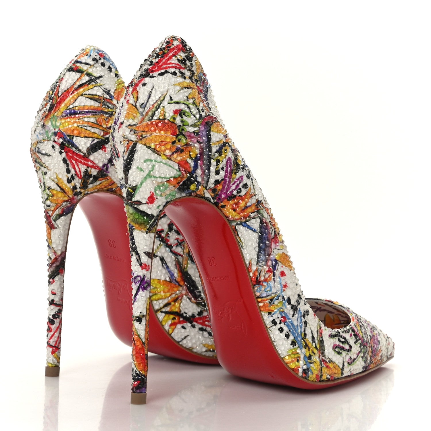 Christian Louboutin Crepe Satin Crystal Printed So Kate Strass Freedom 120 Pumps 38 Multicolor 4 of 7