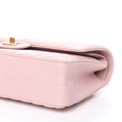 Chanel Calfskin Chevron Quilted Medium Double Flap Light Pink 9 of 10