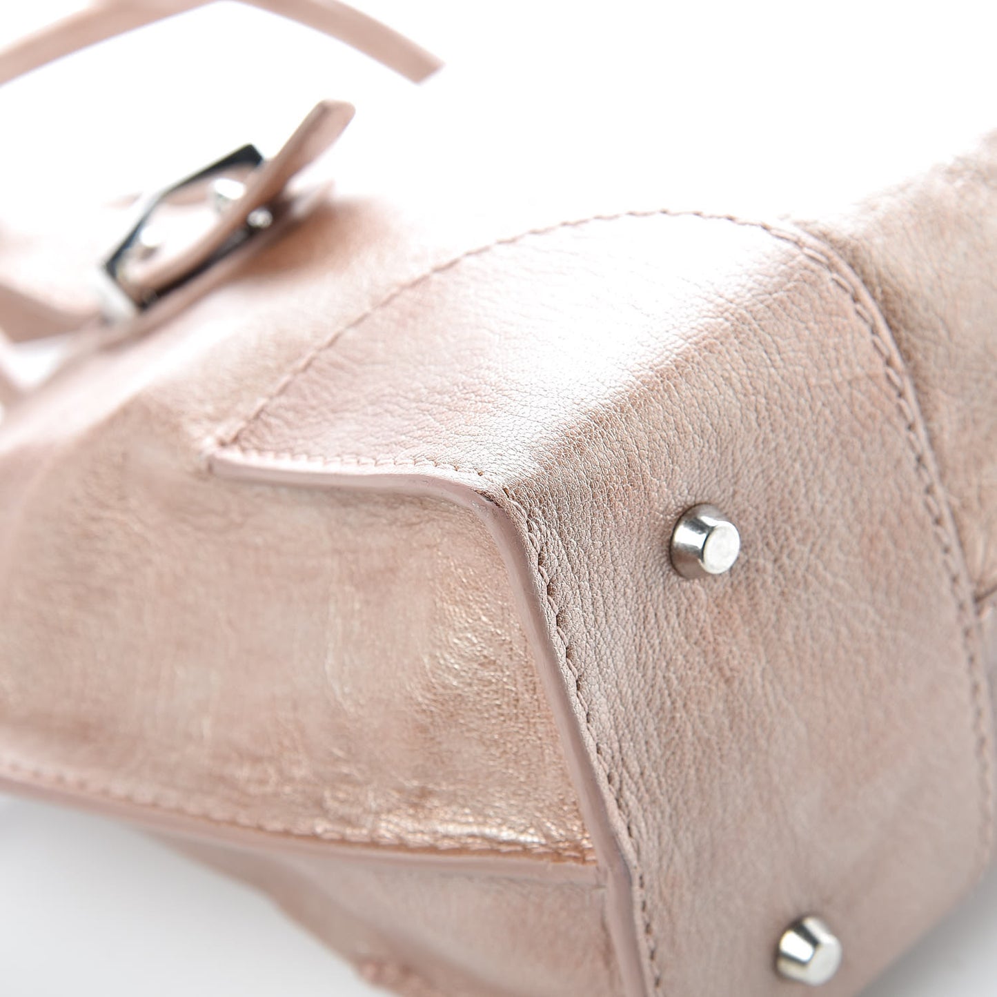 Metallic Grained Goatskin Small Legend Satchel Pink