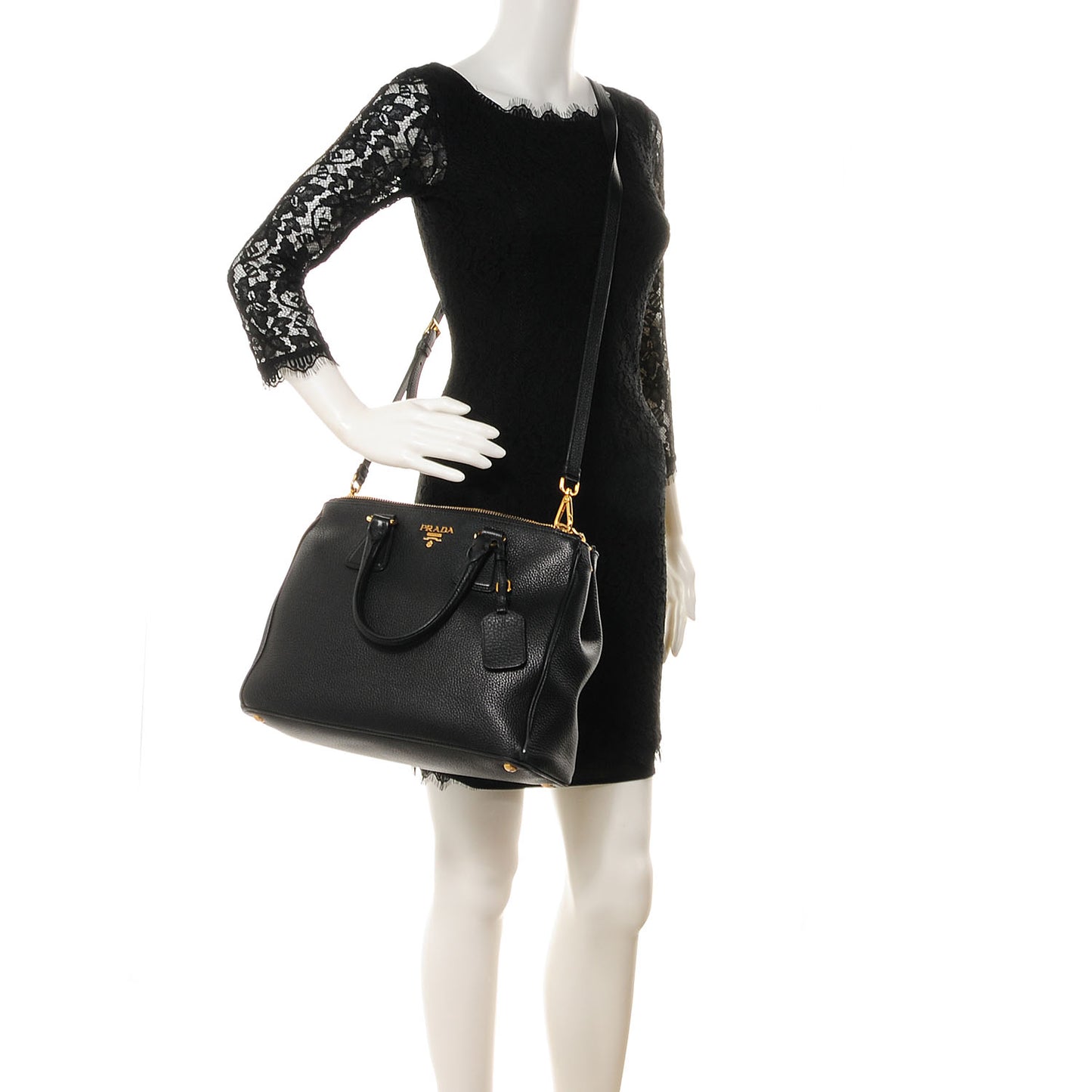 Vitello Daino Double Zip Tote Black