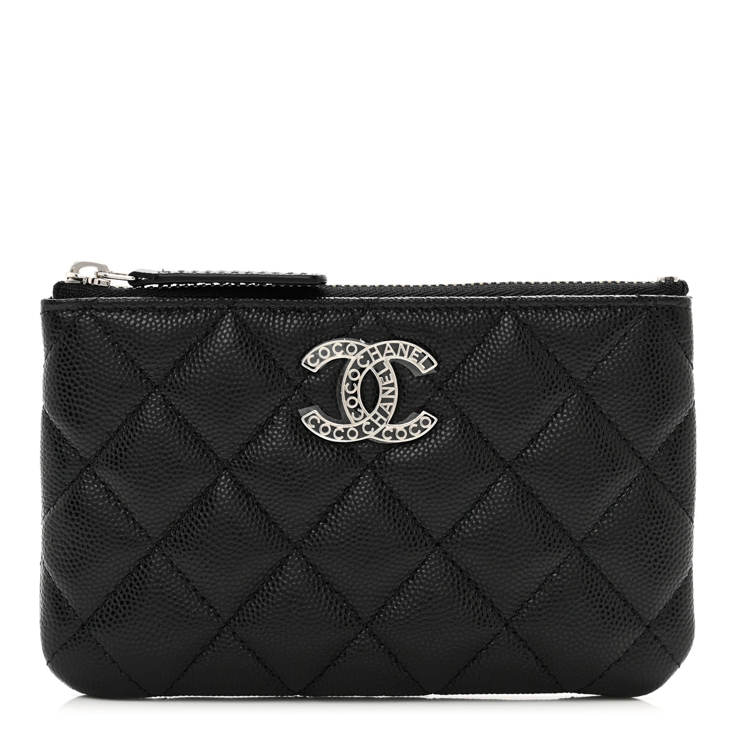 Chanel Caviar Quilted CC Logo Small Pouch Black 1 of 8