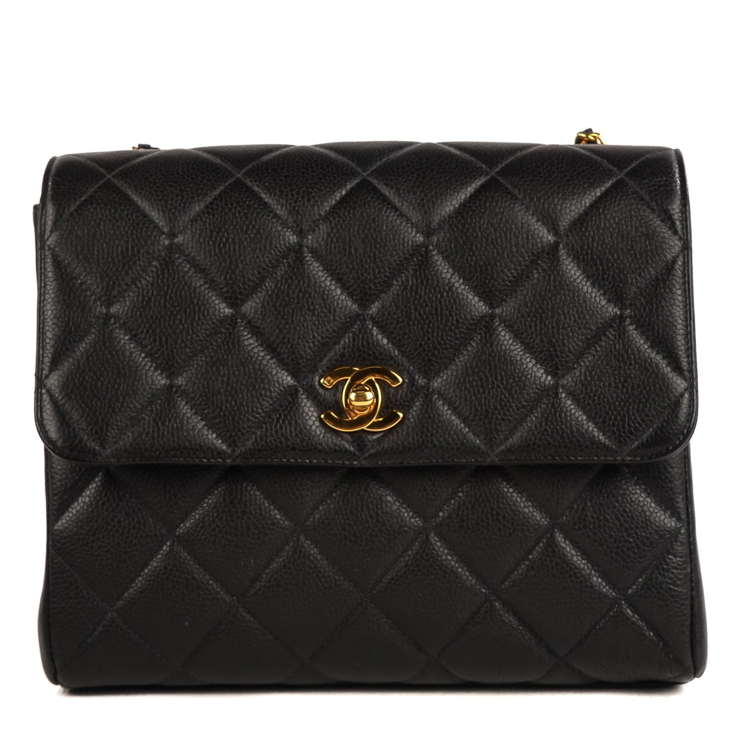 Caviar Quilted Medium Flap Shoulder Bag Black