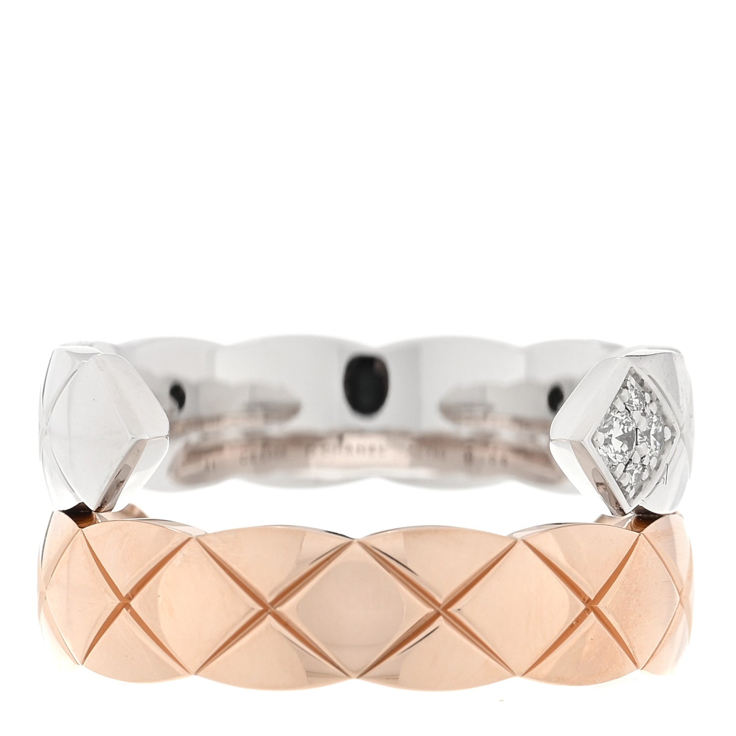 18K White Beige Gold Diamond Coco Crush Toi et Moi Ring 51 5.75