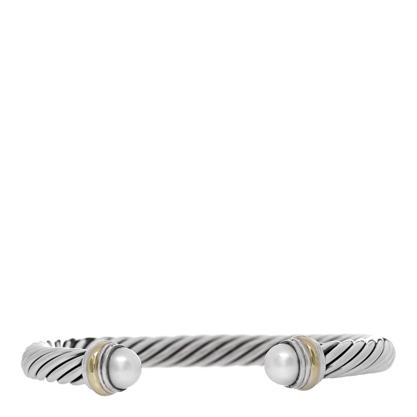 Sterling Silver 14K Yellow Gold Pearl 7mm Cable Classics Bracelet