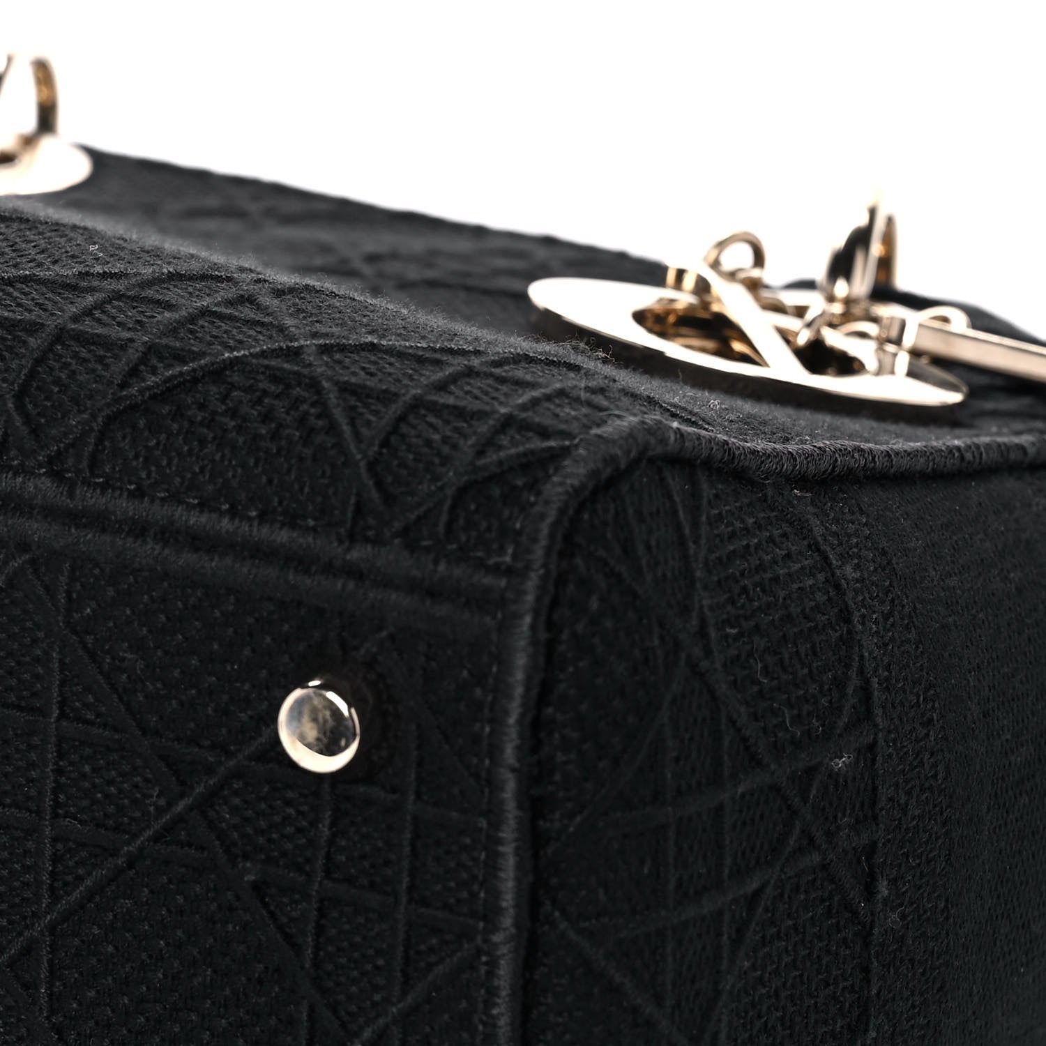 Christian Dior Canvas Embroidered Cannage Medium Lady D-Lite Black 6 of 14