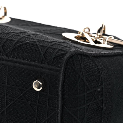 Christian Dior Canvas Embroidered Cannage Medium Lady D-Lite Black 6 of 14