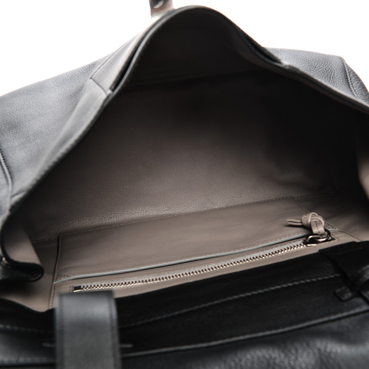 Pebbled Calfskin Double Sided PS Courier Bag Black