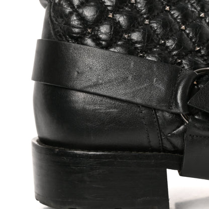 Valentino Garavani Crackled Lambskin Rockstud Spike 20mm Combat Boots 40 Black 16 of 17