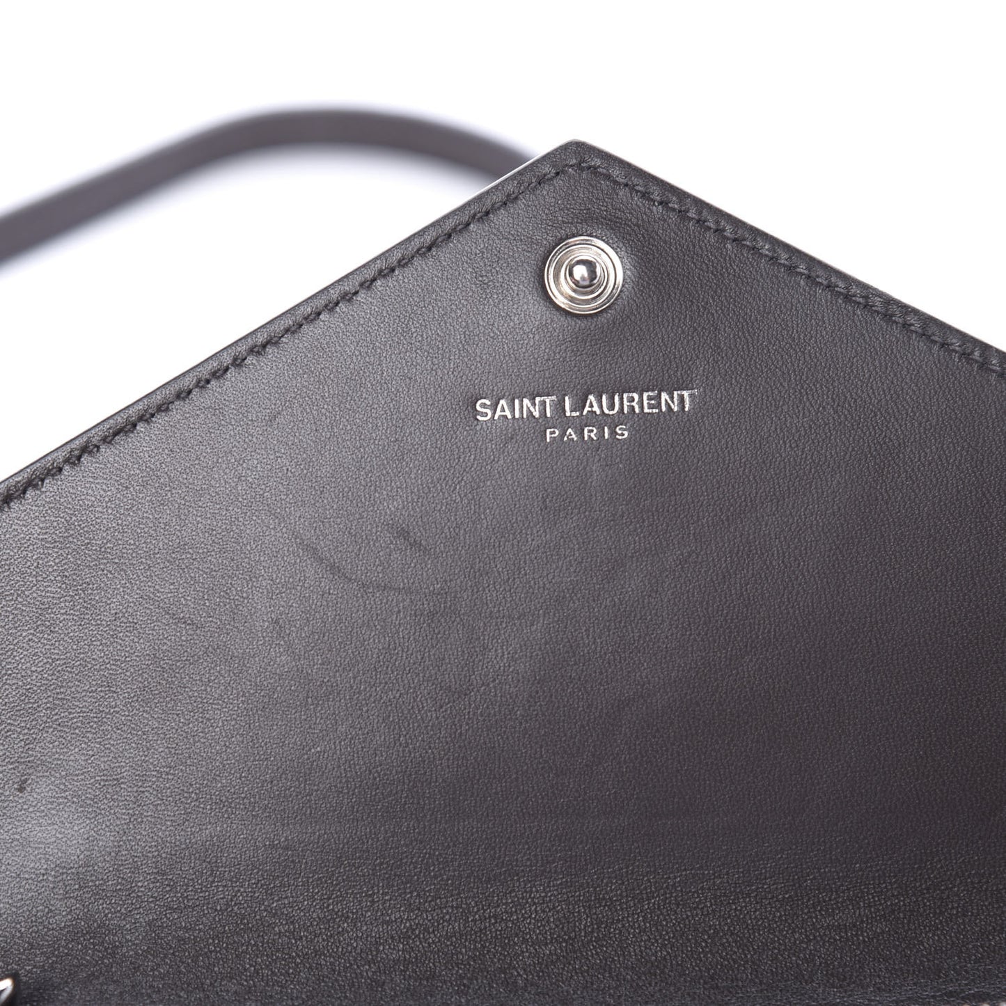 Calfskin Crocodile Embossed Monogram Chain Wallet Dark Anthracite