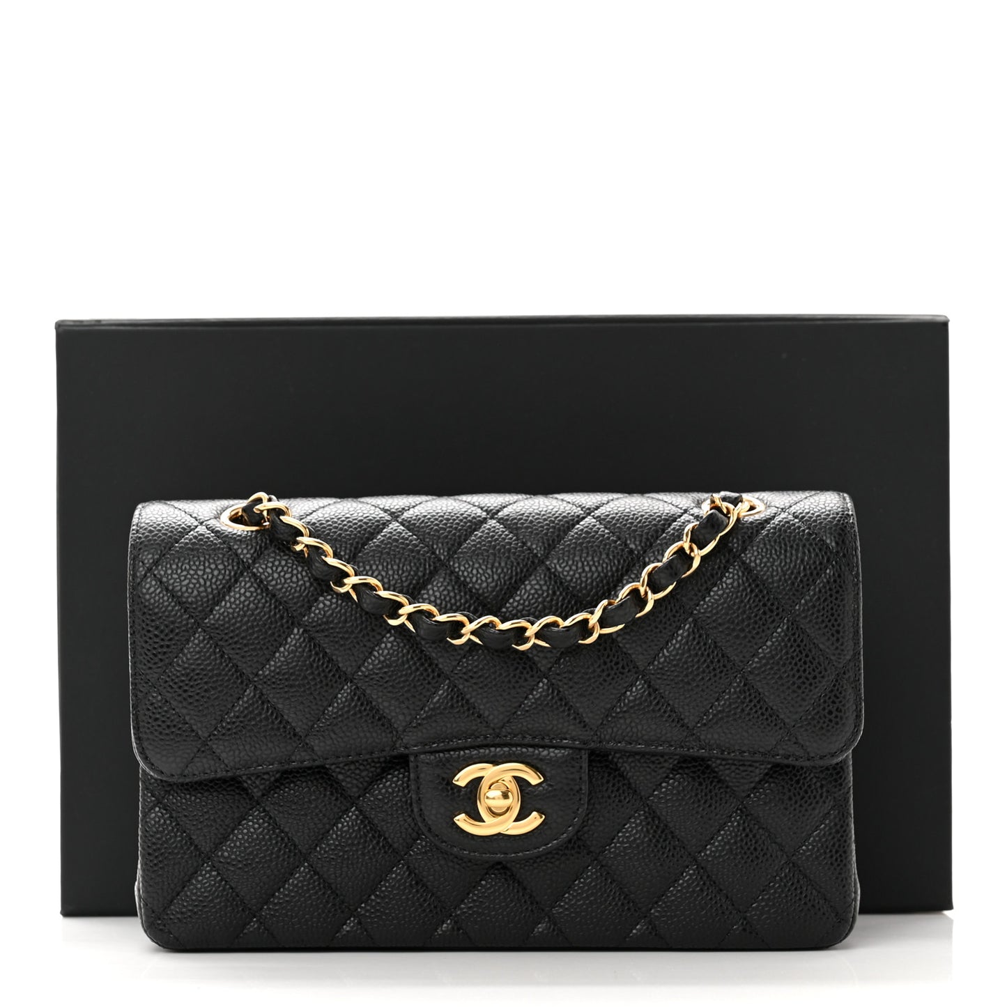 Caviar Quilted Small Double Flap Black