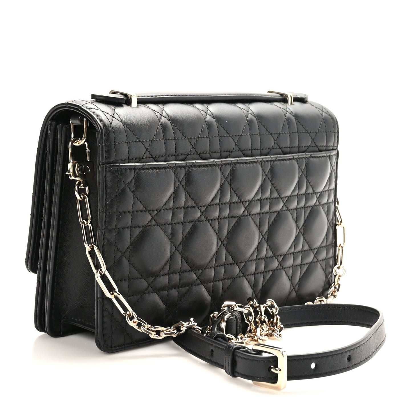 Lambskin Cannage Miss Dior Top Handle Bag Black