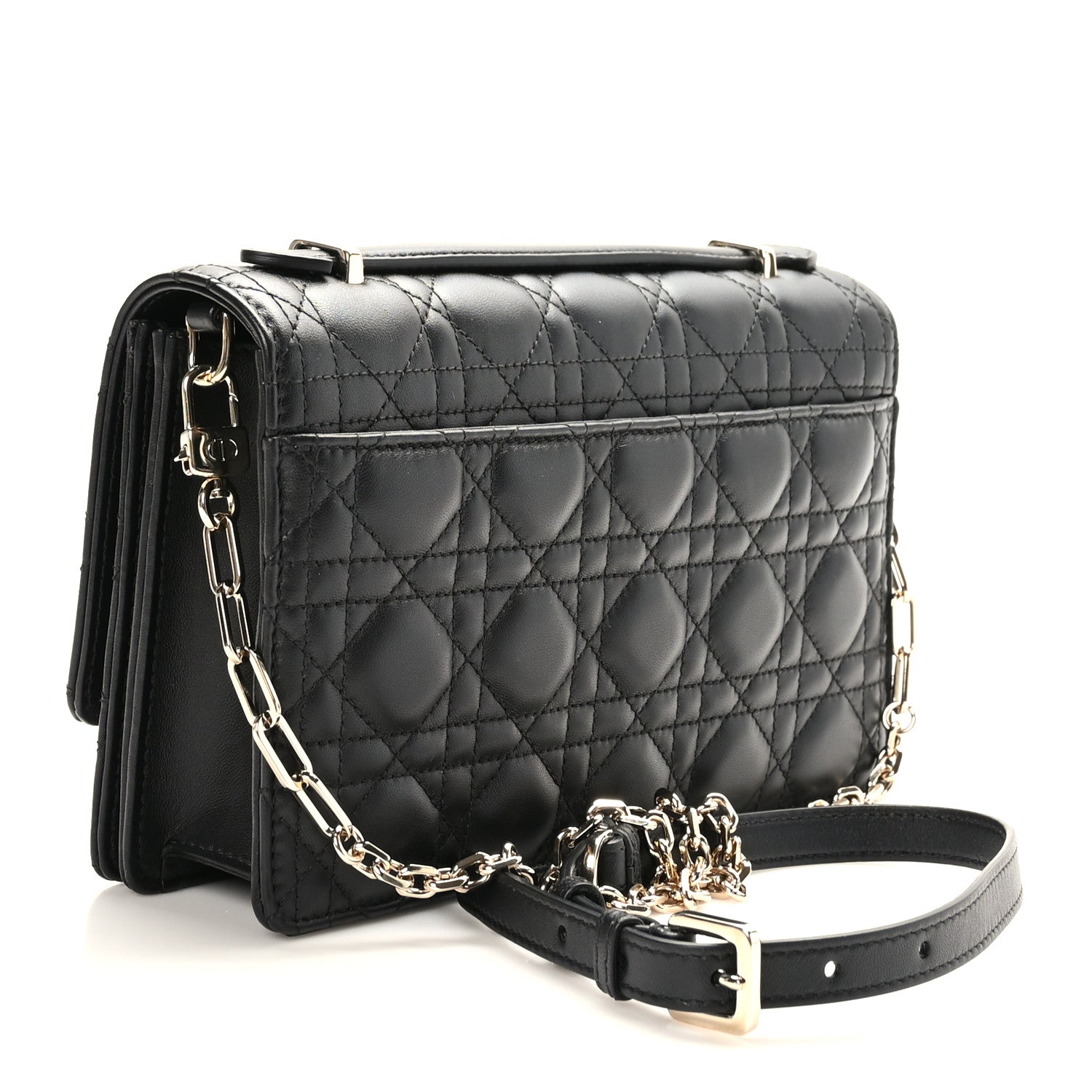 Christian Dior Lambskin Cannage Miss Dior Top Handle Bag Black 3 of 8