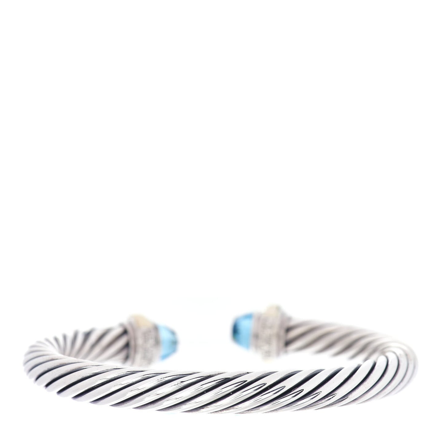 Sterling Silver 14K Yellow Gold Blue Topaz 7mm Cable Classics Bracelet