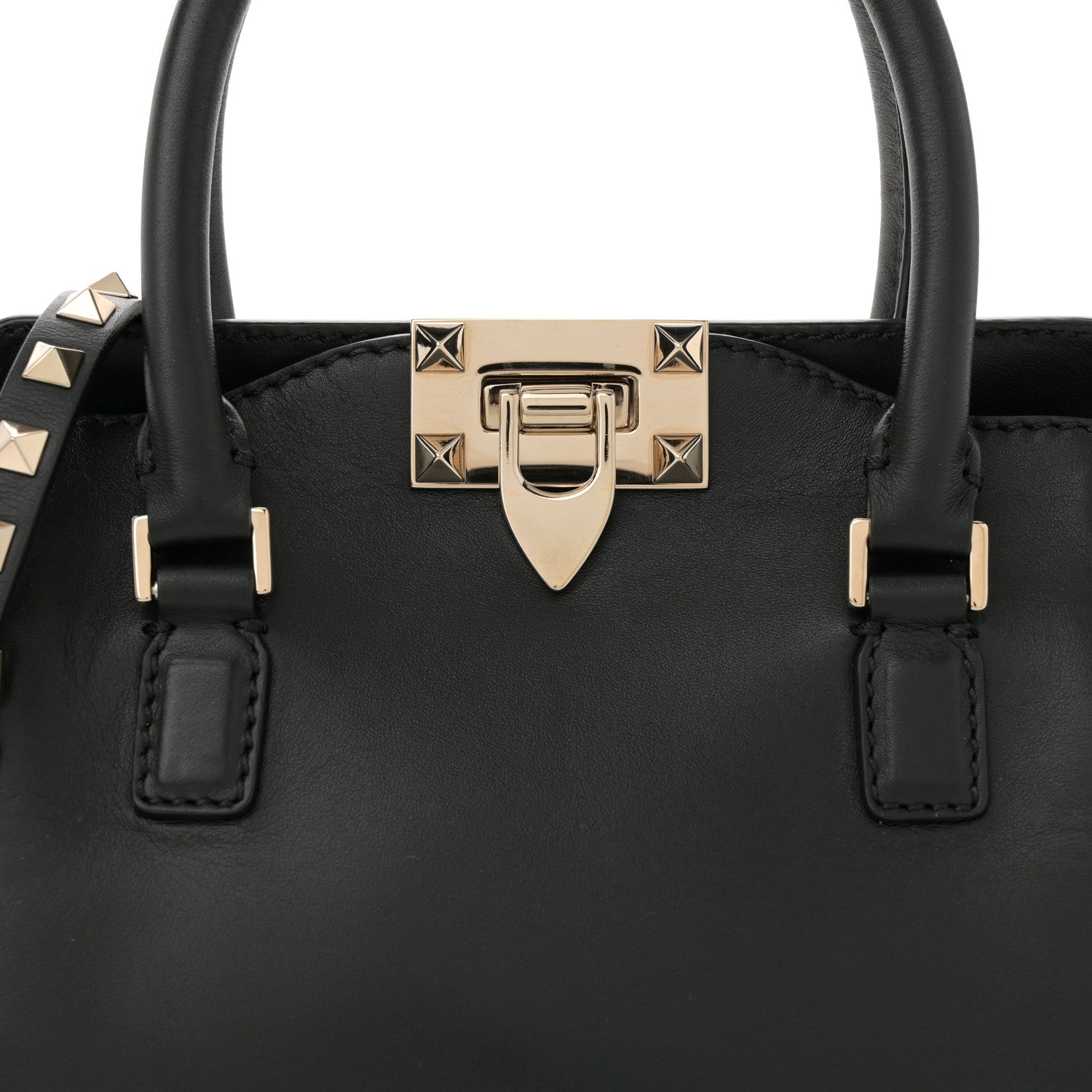 Valentino Garavani Vitello Mini Rockstud Double Handle Tote Black 7 of 9