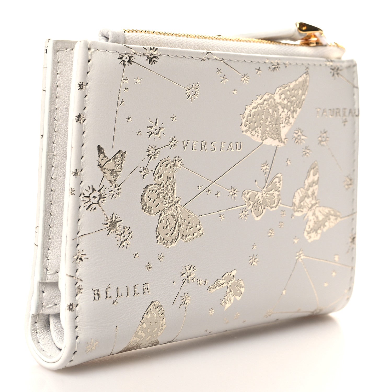 Christian Dior Calfskin Zodiac Print Caro Medium Wallet White Multicolor 3 of 9