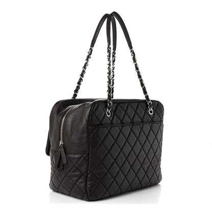 Chanel Lambskin Quilted Travel Flap Tote Dark Brown 3 of 10