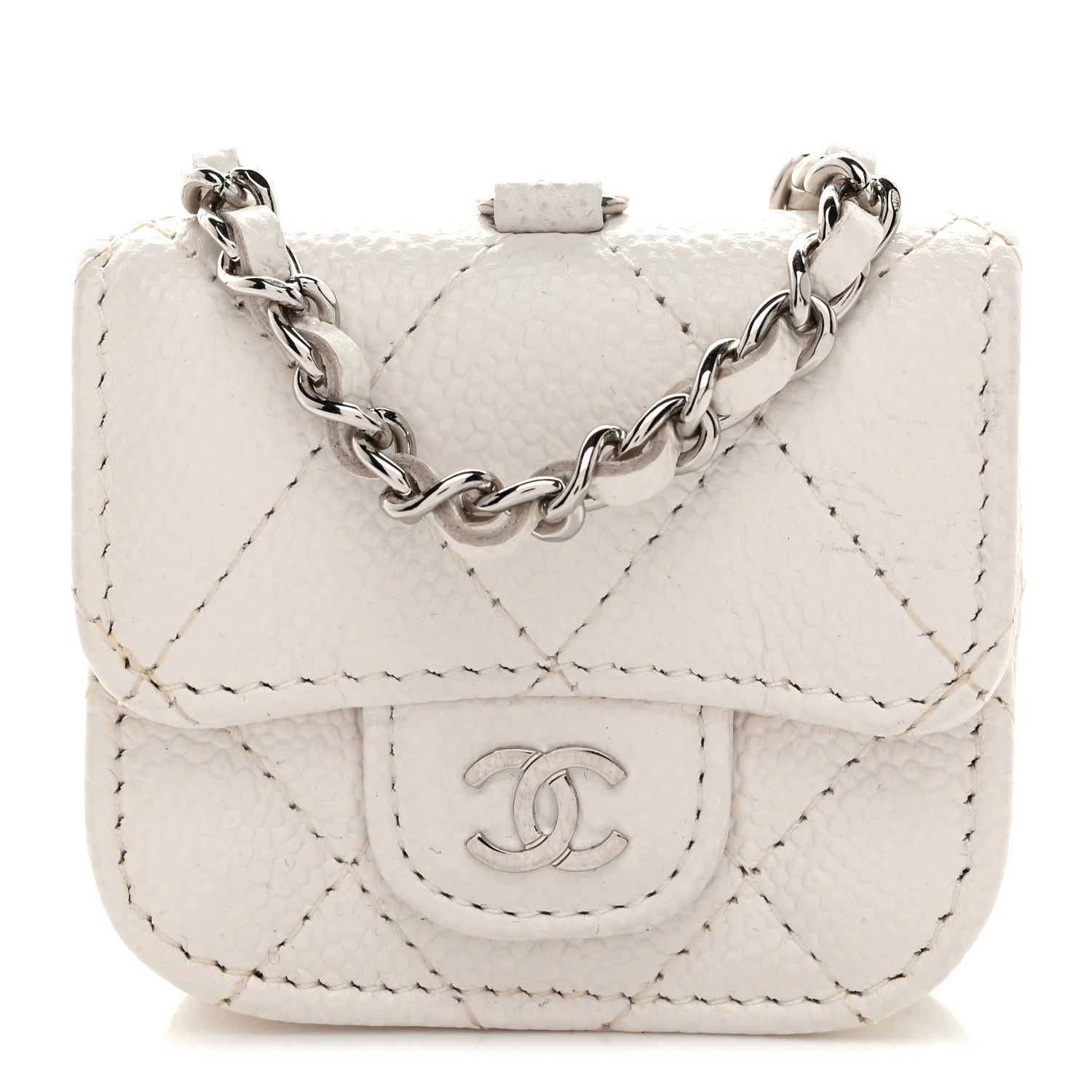 Chanel Caviar Quilted Airpods Pro Case White 1 of 10