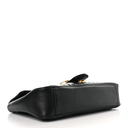 Gucci Calfskin Matelasse Medium GG Marmont Shoulder Bag Black 4 of 9