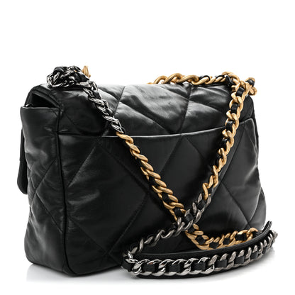 Chanel Shiny Goatskin Quilted Large Chanel 19 Flap Black 3 of 11