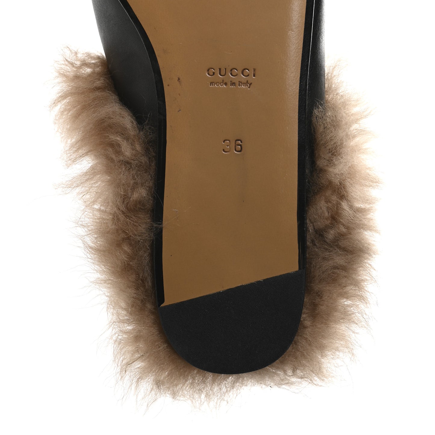 Calfskin Fur Womens Princetown Slippers 36 Black
