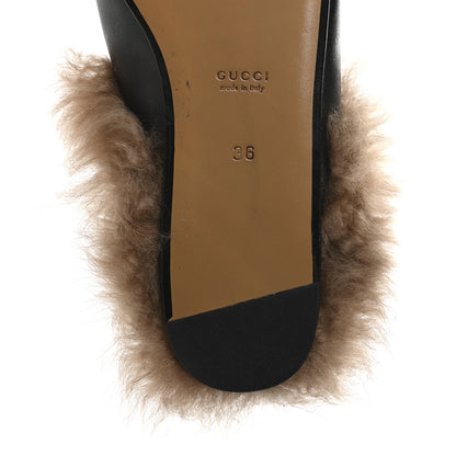 Gucci Calfskin Fur Womens Princetown Slippers 36 Black 7 of 7