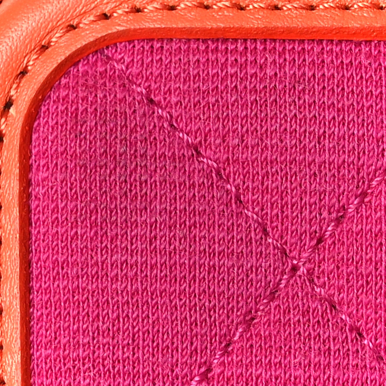 Chanel Jersey Quilted Small CC Filigree Vanity Case Pink Red Orange 12 of 14