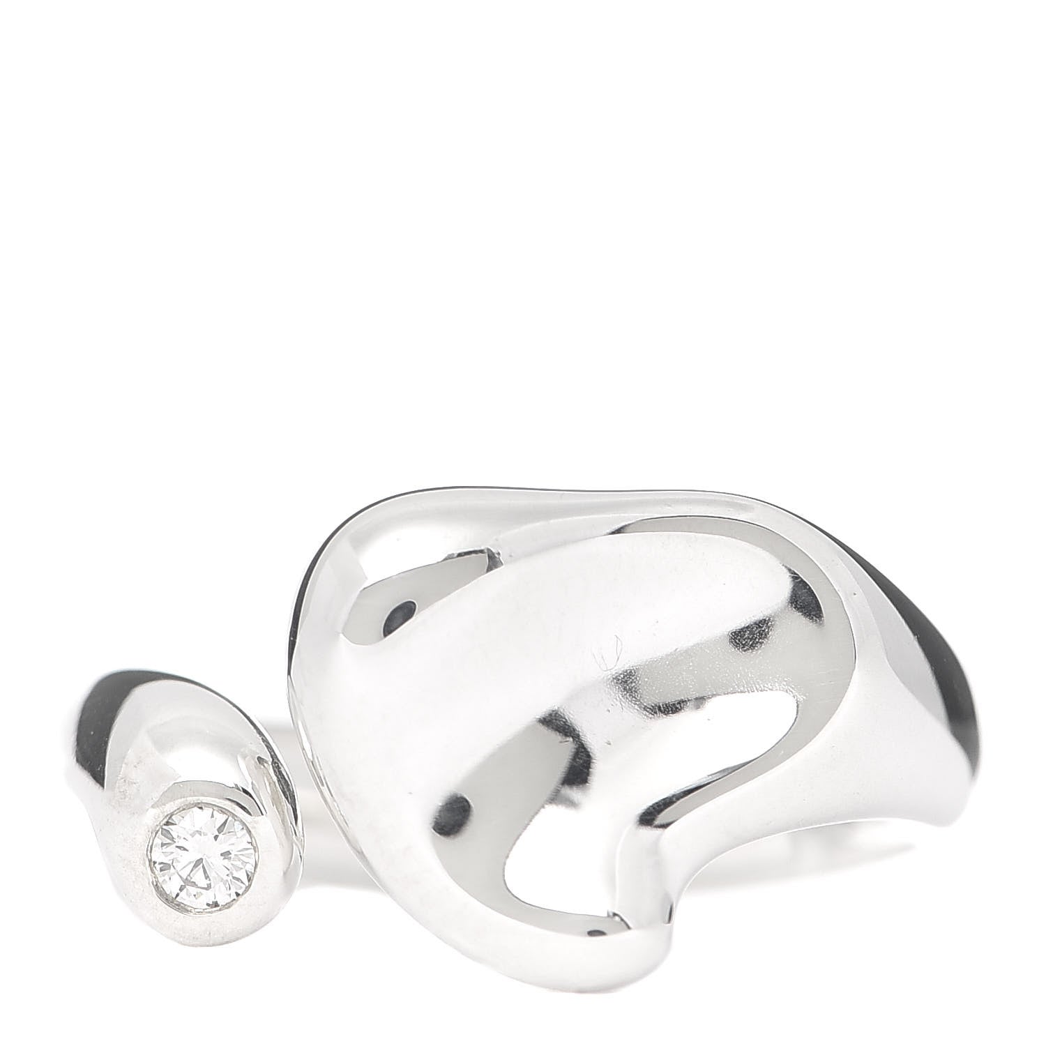 Tiffany Sterling Silver Diamond Elsa Peretti Full Heart Ring 52 6 1 of 6