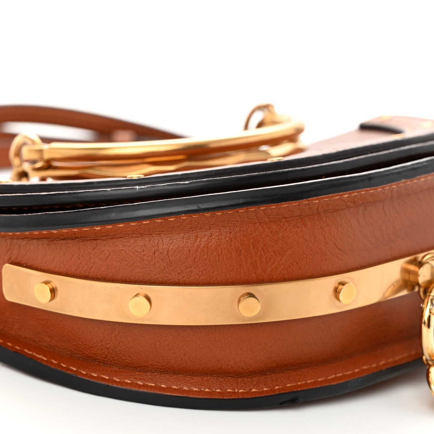 Calfskin Small Nile Bracelet Minaudiere Bag Caramel