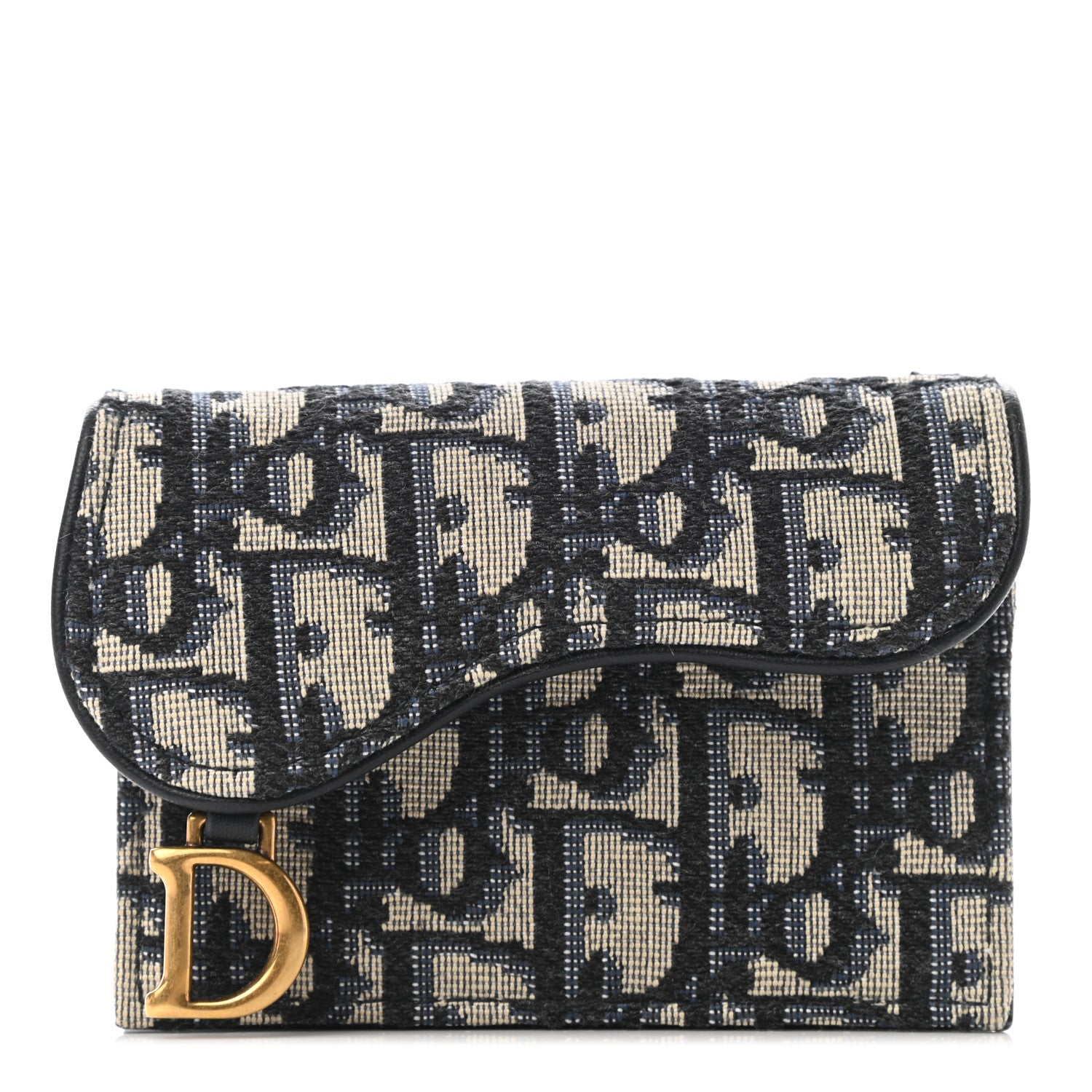 Christian Dior Oblique Saddle Card Holder Blue 1 of 7