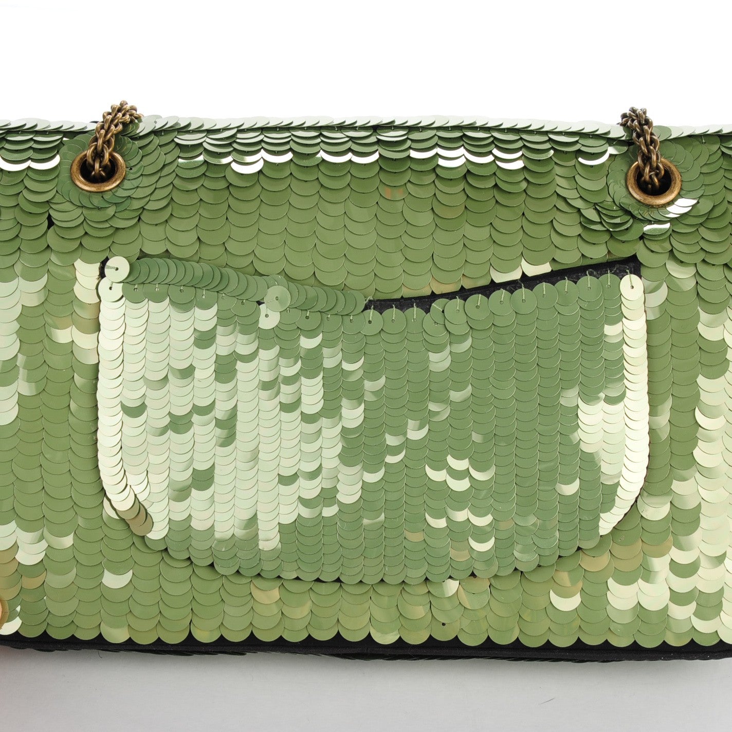 Chanel Satin Sequin Medium Paris Shanghai Double Flap Green 4 of 8
