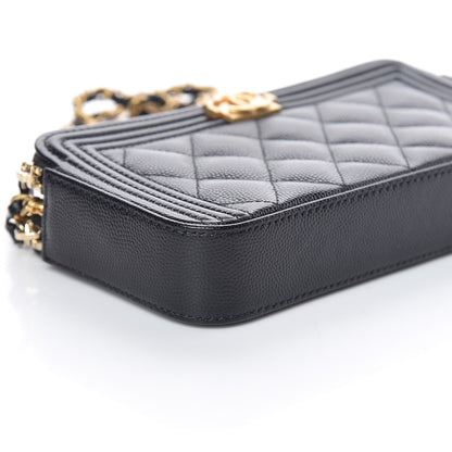 Chanel Caviar Quilted Small Boy Clutch With Chain Black 10 of 12