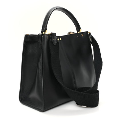 Fendi Vitello Seta Glazed Fabric FF 1974 Medium Peekaboo X-Lite Black Mogano Panna 3 of 12