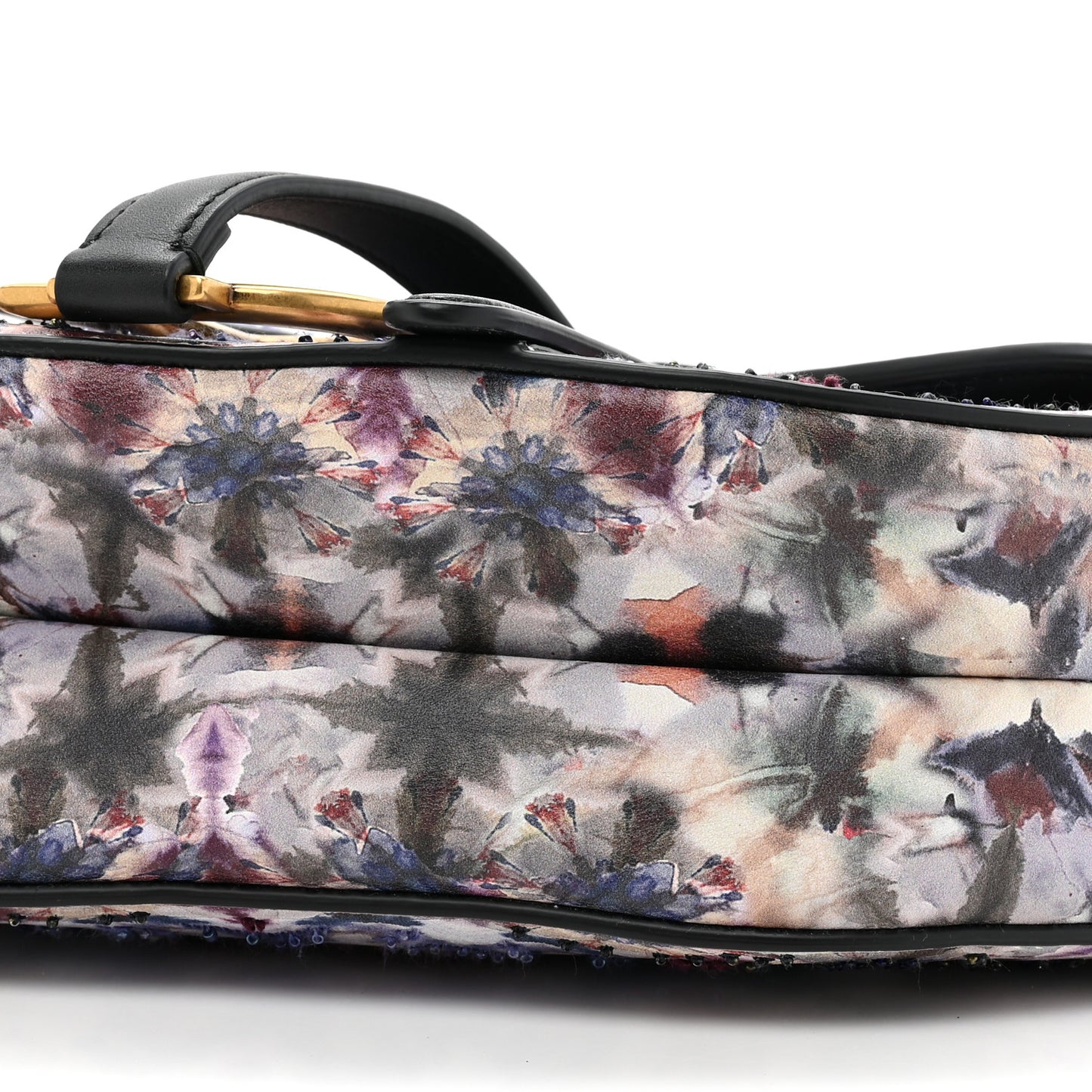 Canvas Embroidered Kaleidiorscopic Saddle Bag Blue Multicolor