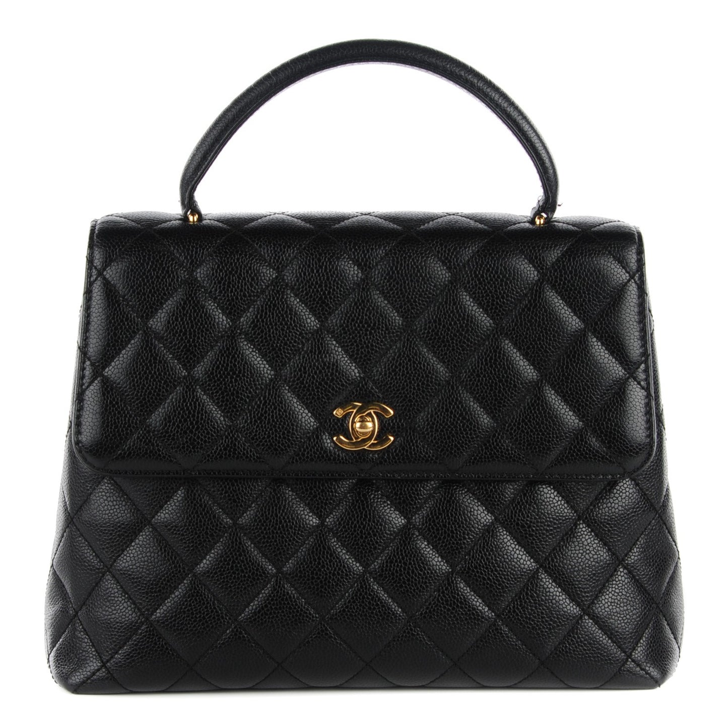 Caviar Quilted Jumbo Kelly Flap Black