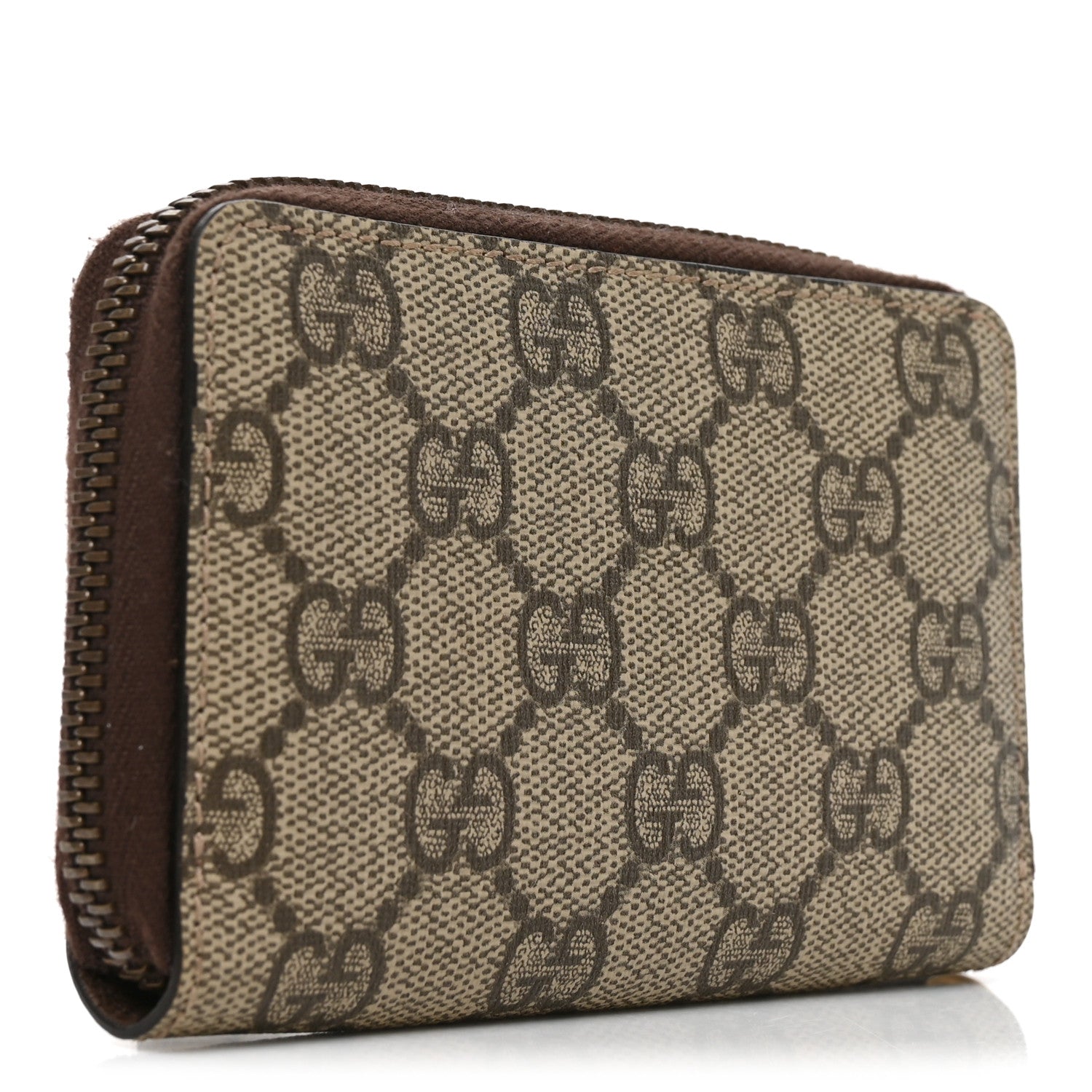 Gucci GG Supreme Monogram Neo Vintage Zip Around Card Case Beige Crop New Acero 3 of 7