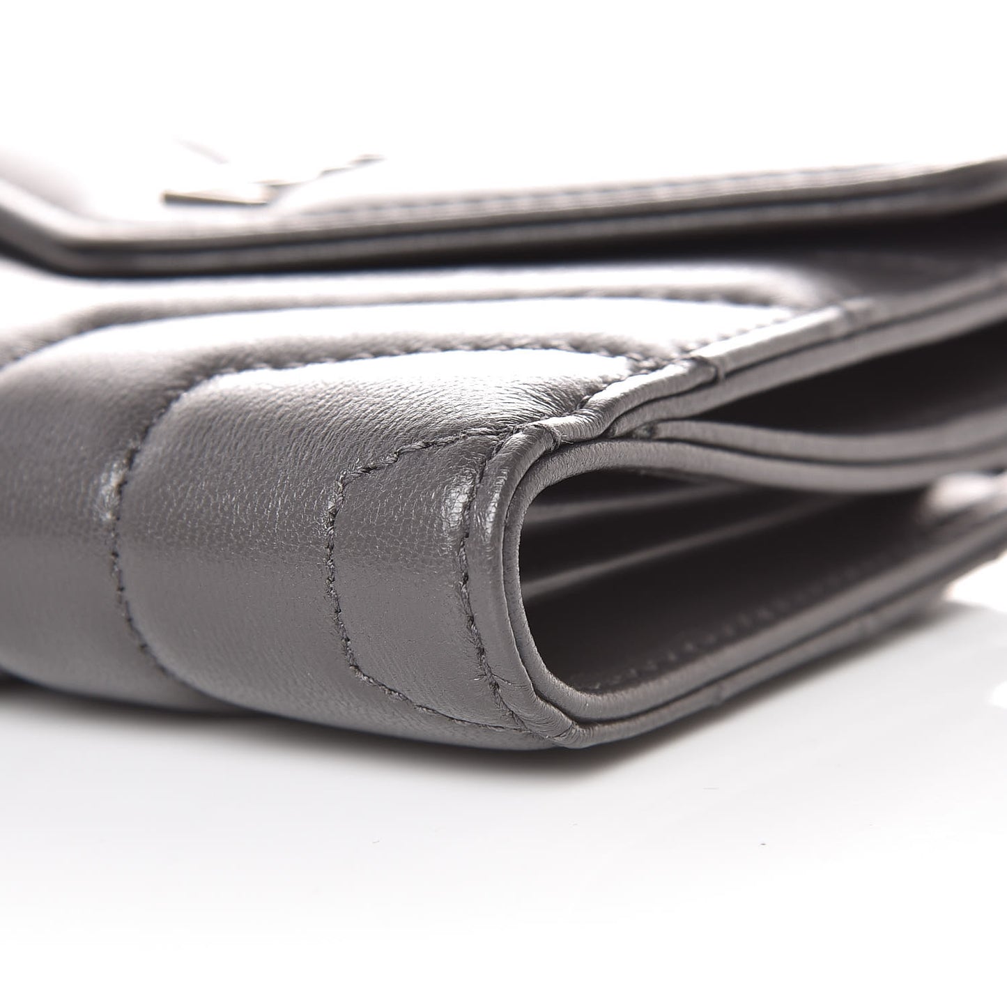 Lambskin Y Quilted Monogram Compact Loulou Wallet Asphalt