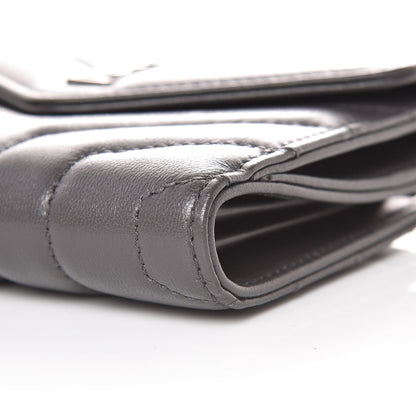 Saint Laurent Lambskin Y Quilted Monogram Compact Loulou Wallet Asphalt 9 of 9
