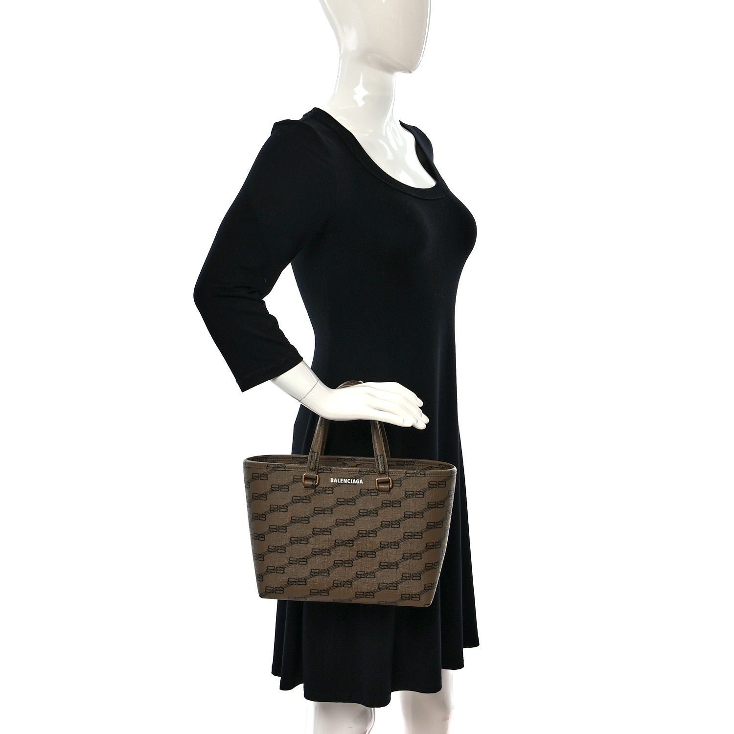 Balenciaga Coated Canvas BB Monogram Small Signature East West Shopper Bag Beige Brown 2 of 9