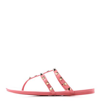 Valentino Garavani PVC Jelly Rockstud Caged Flat Thong Sandals 39 Sweet Pink 1 of 4