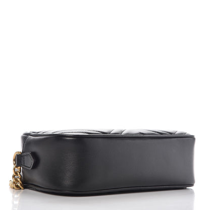 Gucci Calfskin Matelasse Small GG Marmont Chain Shoulder Bag Black 4 of 10