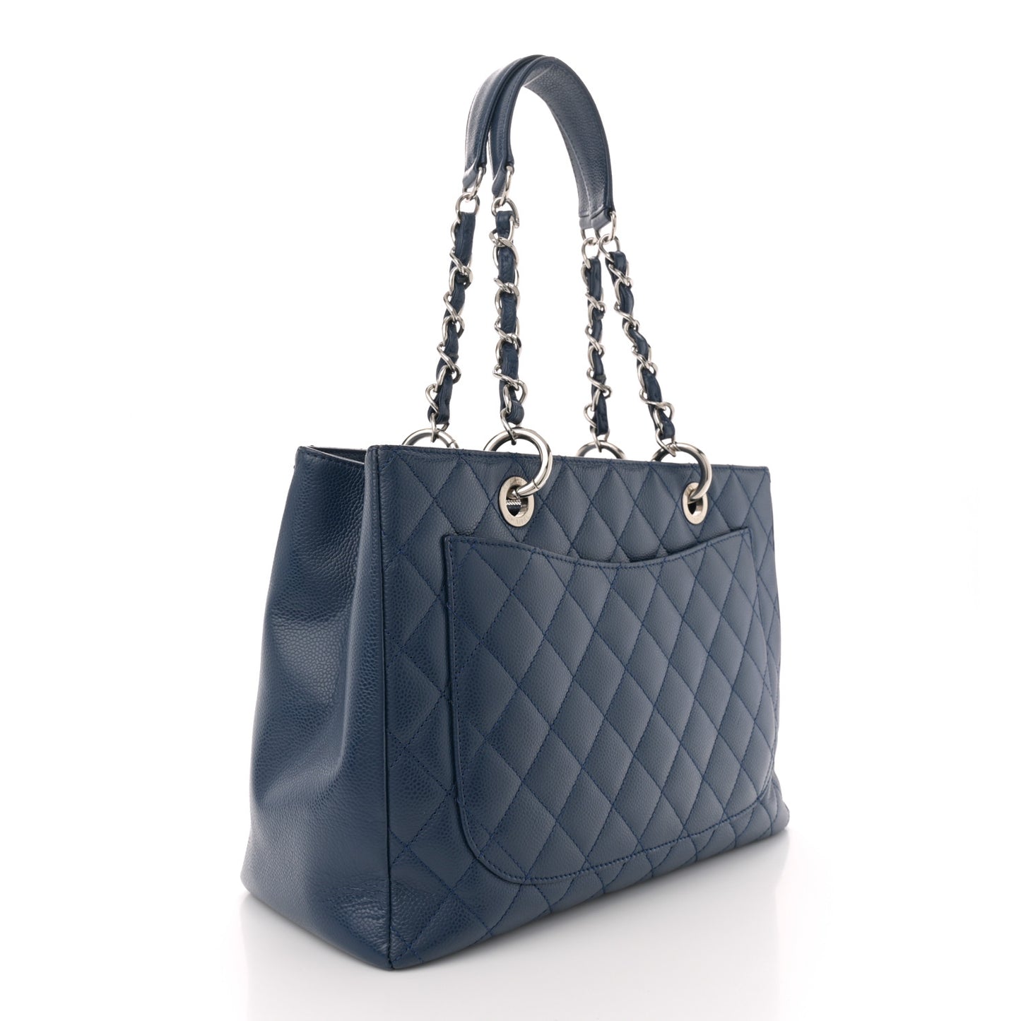 Caviar Quilted Grand Shopping Tote GST Dark Blue