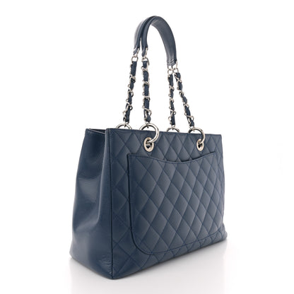 Chanel Caviar Quilted Grand Shopping Tote GST Dark Blue 3 of 10